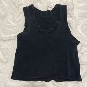 dark navy, wide strap ribbed tank top